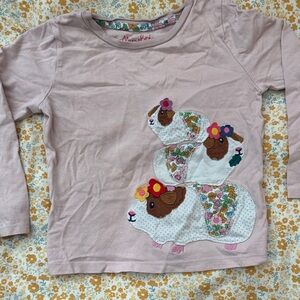 Mini Boden Light Pink Guinea Pig Long Sleeve Tee